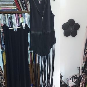 Black Asymmetrical V-Neck  Bodysuit Dress Top